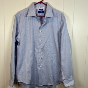 BLUE Egara Men's Long Sleeve Cotton Button Down Dress Shirt sz L 16 - 16.5
